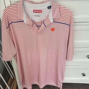 Orange and White Striped Clemson Polo Shirt